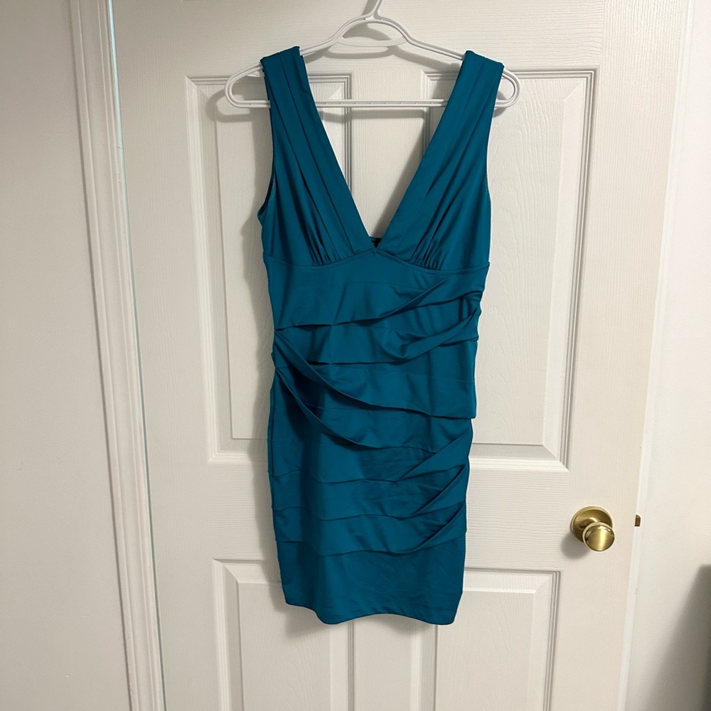 Forever 21 Blue Ruched Tiered Bodycon Mini Dress
